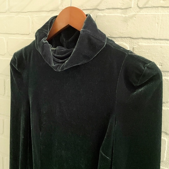 Guess Olga Mini Dress Green Velour Velvet Turtle neck Long sleeve Stretch XS - Picture 14 of 16